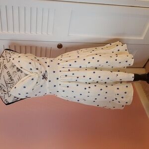 Wild moss womens Smocked Slub cotton Gauze embroidered dress Size Large Cut Outs